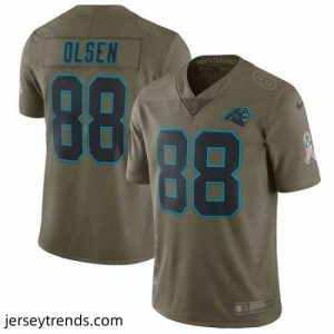 Striking Mens Nike Carolina Panthers 88 Greg Olsen Limited Olive 2017 Salute to Service NFL Jersey