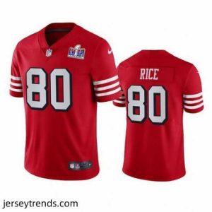 Enchanting Nike 49ers 80 Jerry Rice Red Rush Stitched NFL Vapor Untouchable Limited 2024 Super Bowl LVIII Jersey