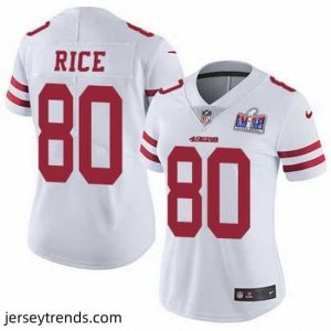 Suave Nike 49ers 80 Jerry Rice White Stitched NFL Vapor Untouchable Limited 2024 Super Bowl LVIII Jersey
