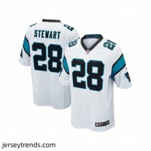 Captivating Nike Carolina Panthers 28 Jonathan Stewart White Game NFL Jersey