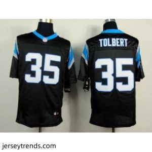 Striking Nike Carolina Panthers 35 Mike Tolbert black Elite NFL Jersey
