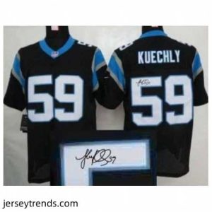 Radiant Nike Carolina Panthers 59 Kuechly Black Elite Signed NFL Jersey