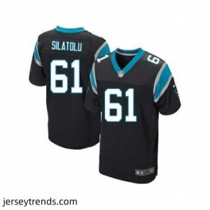 Radiant Nike Carolina Panthers 61 Amini Silatolu Black Elite NFL Jersey