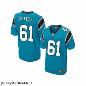 Enchanting Nike Carolina Panthers 61 Amini Silatolu Blue Elite NFL Jersey