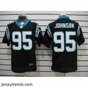 Captivating Nike Carolina Panthers 95 Charles Johnson Black Elite NFL Jersey