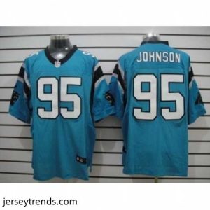 Magnificent Nike Carolina Panthers 95 Charles Johnson Blue Elite NFL Jerseys