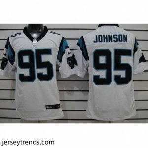 Exquisite Nike Carolina Panthers 95 Charles Johnson White Elite NFL Jersey
