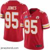 Striking Nike Chiefs 95 Chris Jones Red Team Color Bound Stitched NFL Vapor Untouchable Limited 2024 Super Bowl LVIII Jersey