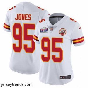 Magnificent Nike Chiefs 95 Chris Jones White Bound Stitched NFL Vapor Untouchable Limited 2024 Super Bowl LVIII Jersey