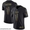 Brilliant Nike Panthers 1 Cam Newton Black Gold Vapor Untouchable Limited Jersey