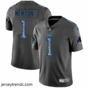 Brilliant Nike Panthers 1 Cam Newton Gray Camo Vapor Untouchable Limited Jersey