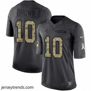 Striking Nike Panthers #10 Corey Brown Black Stitched NFL Limited 2016 Salute to Service Jersey