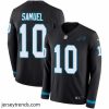 Brilliant Nike Panthers #10 Curtis Samuel Black Team Color Stitched NFL Limited Therma Long Sleeve Jersey