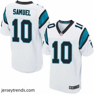 Radiant Nike Panthers #10 Curtis Samuel White Mens Stitched NFL Elite Jersey