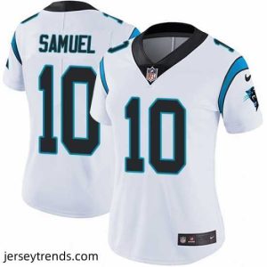 Enchanting Nike Panthers #10 Curtis Samuel White Womens Stitched NFL Vapor Untouchable Limited Jersey