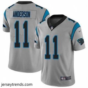 Radiant Nike Panthers 11 Robby Anderson Silver Stitched NFL Limited Inverted Legend Jersey