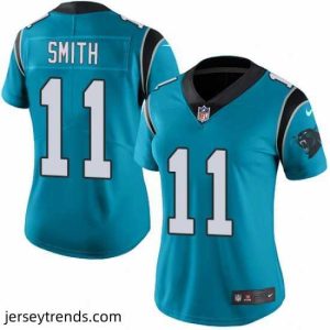 Magnificent Nike Panthers #11 Torrey Smith Blue Womens Stitched NFL Limited Rush Jersey