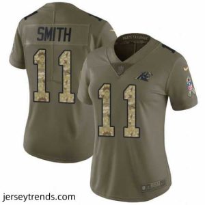 Suave Nike Panthers #11 Torrey Smith Olive Camo Womens Stitched NFL Limited 2017 Salute to Service Jersey