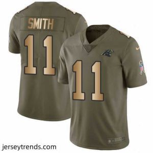 Radiant Nike Panthers #11 Torrey Smith Olive Gold Stitched NFL Limited 2017 Salute to Service Jersey