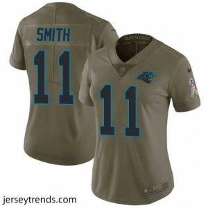 Magnificent Nike Panthers #11 Torrey Smith Olive Womens Stitched NFL Limited 2017 Salute to Service Jersey