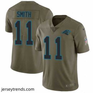 Suave Nike Panthers #11 Torrey Smith Olive Stitched NFL Limited 2017 Salute to Service Jersey