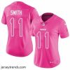 Suave Nike Panthers #11 Torrey Smith Pink Womens Stitched NFL Limited Rush Fashion Jersey