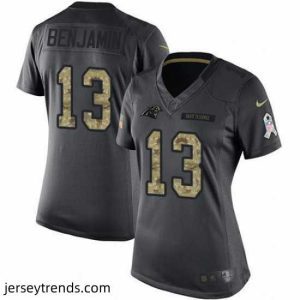 Magnificent Nike Panthers #13 Kelvin Benjamin Black Womens Stitched NFL Limited 2016 Salute to Service Jersey