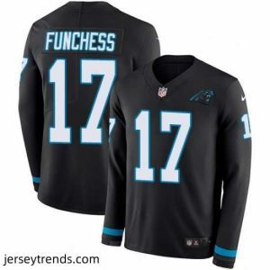 Enchanting Nike Panthers #17 Devin Funchess Black Team Color Stitched NFL Limited Therma Long Sleeve Jersey