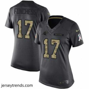 Magnificent Nike Panthers #17 Devin Funchess Black Womens Stitched NFL Limited 2016 Salute to Service Jersey