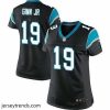 Brilliant Nike Panthers #19 Ted Ginn Jr Black Team Color Womens Stitched NFL Elite Jersey