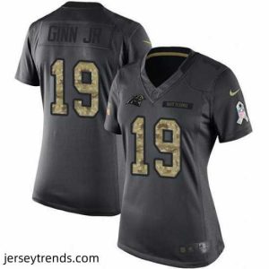 Suave Nike Panthers #19 Ted Ginn Jr Black Womens Stitched NFL Limited 2016 Salute to Service Jersey