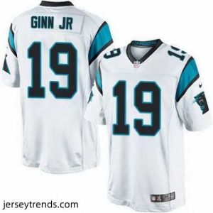 Exquisite Nike Panthers #19 Ted Ginn Jr White Mens Stitched NFL Elite Jersey