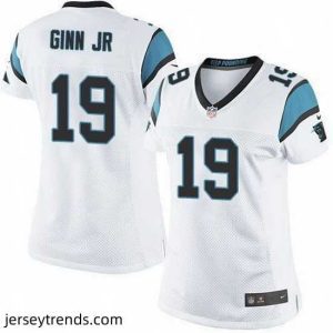 Suave Nike Panthers #19 Ted Ginn Jr White Womens Stitched NFL Elite Jersey