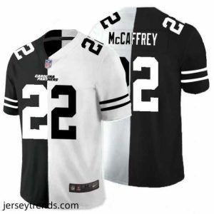 Striking Nike Panthers 22 Christian McCaffrey Black And White Split Vapor Untouchable Limited Jersey