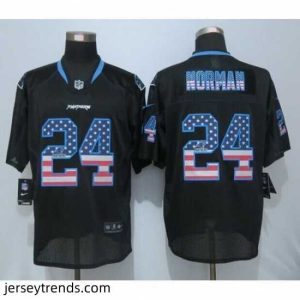 Exquisite Nike Panthers #24 Josh Norman Black Mens Stitched NFL Elite USA Flag Fashion Jersey