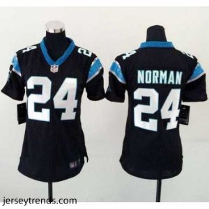 Brilliant Nike Panthers #24 Josh Norman Black Team Color Womens Stitched NFL Elite Jersey