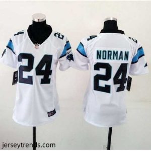 Enchanting Nike Panthers #24 Josh Norman White Womens Stitched NFL Elite Jersey