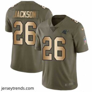 Striking Nike Panthers #26 Donte Jackson Olive Gold Mens Stitched NFL Limited 2017 Salute To Service Jersey