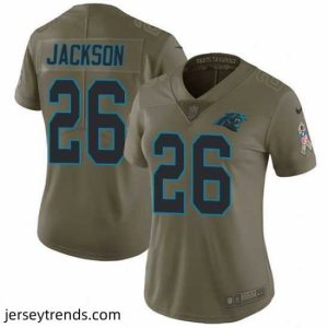 Radiant Nike Panthers #26 Donte Jackson Olive Womens Stitched NFL Limited 2017 Salute to Service Jersey