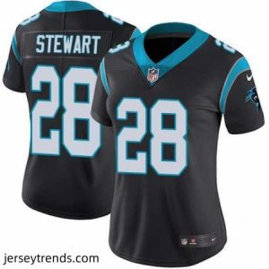 Exquisite Nike Panthers #28 Jonathan Stewart Black Team Color Womens Stitched NFL Vapor Untouchable Limited Jersey
