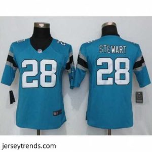 Enchanting Nike Panthers #28 Jonathan Stewart Blue Alternate Womens Stitched NFL Elite Jersey