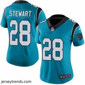 Striking Nike Panthers #28 Jonathan Stewart Blue Alternate Womens Stitched NFL Vapor Untouchable Limited Jersey