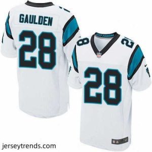 Suave Nike Panthers #28 Rashaan Gaulden White Mens Stitched NFL Elite Jersey