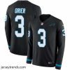 Suave Nike Panthers 3 Will Grier Black Team Color Stitched NFL Limited Therma Long Sleeve Jersey