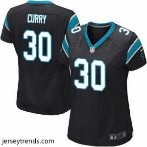 Enchanting Nike Panthers #30 Stephen Curry Black Team Color Womens Stitched NFL Elite Jersey