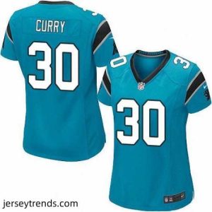 Radiant Nike Panthers #30 Stephen Curry Blue Alternate Womens Stitched NFL Elite Jersey