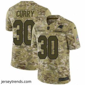 Striking Nike Panthers #30 Stephen Curry Camo Mens Stitched NFL Limited 2018 Salute To Service Jersey