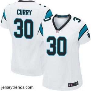 Exquisite Nike Panthers #30 Stephen Curry White Womens Stitched NFL Elite Jersey