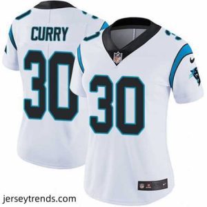 Striking Nike Panthers #30 Stephen Curry White Womens Stitched NFL Vapor Untouchable Limited Jersey