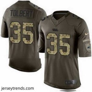 Exquisite Nike Panthers #35 Mike Tolbert Green Mens Stitched NFL Limited Salute to Service Jersey